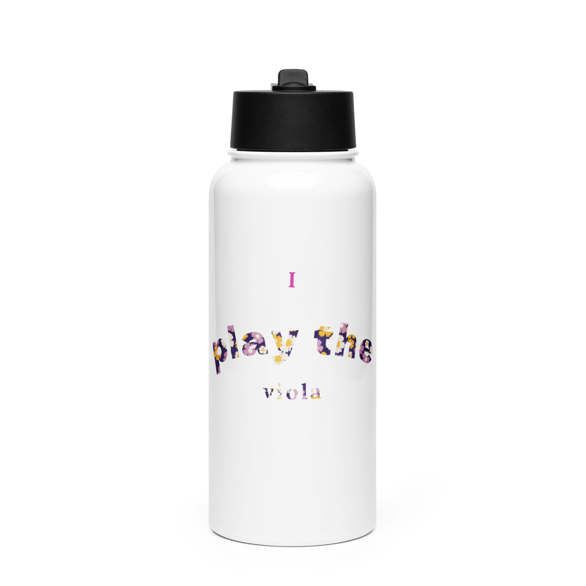 String Boottele Strings 'I play the viola' Stainless steel water bottle with a straw l ...