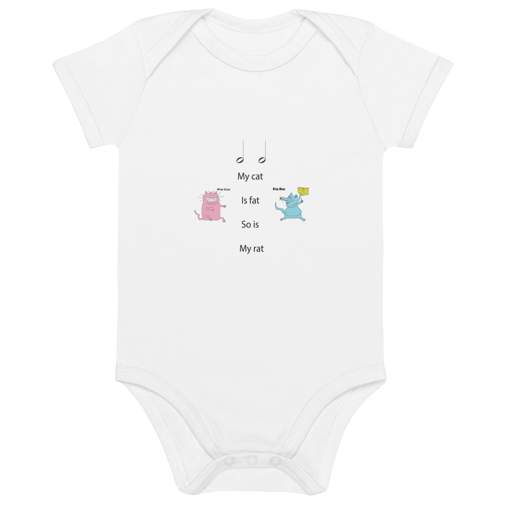 Musical Organic cotton baby bodysuit - My Cat is fat