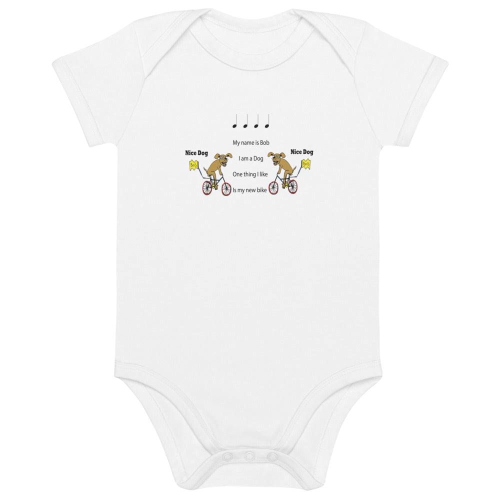 Musical Organic cotton baby bodysuit - My name is Bob