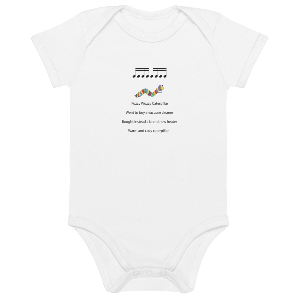 Musical Organic cotton baby bodysuit - Fuzzy Wuzzy Caterpillar